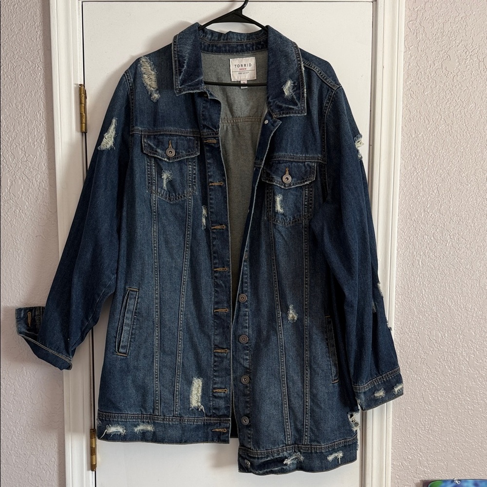 Torrid Distressed Dark Blue Jean Jacket